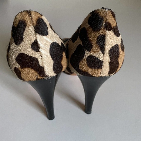 Luciano Padovan Peep Toe Pump Pony Hair Calf Animal Print Leopard Cheeta… - Picture 4 of 9